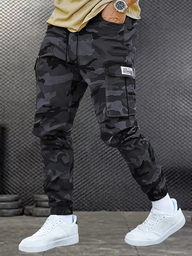 Pantalones largo camuflados para hombre con cinturilla