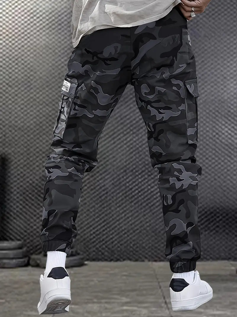 Pantalones largo camuflados para hombre con cinturilla