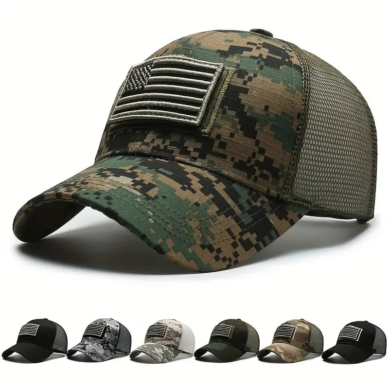 Gorra de Béisbol Táctica de Camuflaje; con Parche de la Bandera Americana