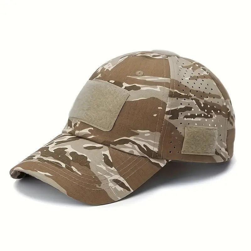 Gorra de Béisbol Táctica con Estampado Camuflaje - Sombrero Ajustable al Sol con Ojales apoya gafas