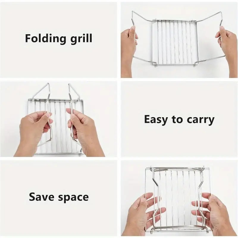 Rejilla de Cocina Plegable para Fogata de Acero Inoxidable