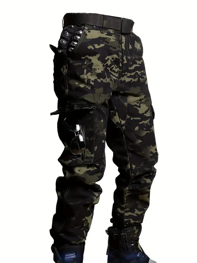Pantalones de carga tácticos de camuflaje oscuro para hombre