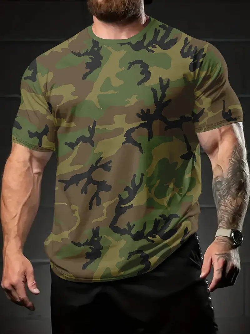 Camiseta de manga corta con estampado de camuflaje